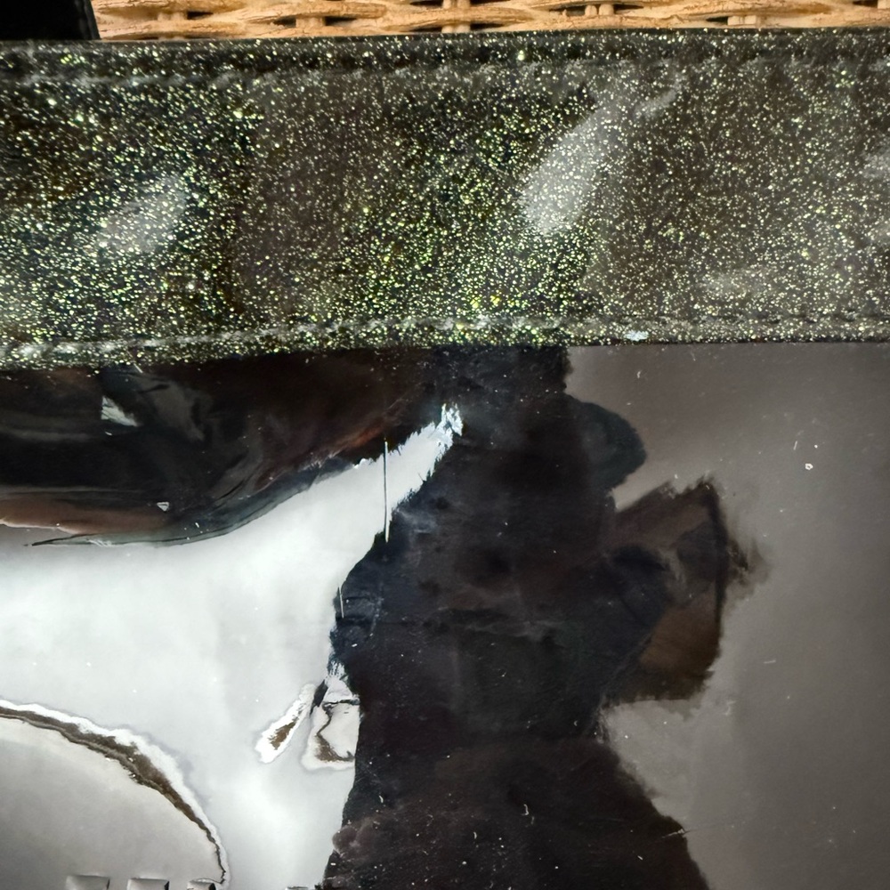 Jimmy Choo Parfums Black Shiny Glossy Patent Glitter Trimmed Tote Bag - Picture 6 of 12